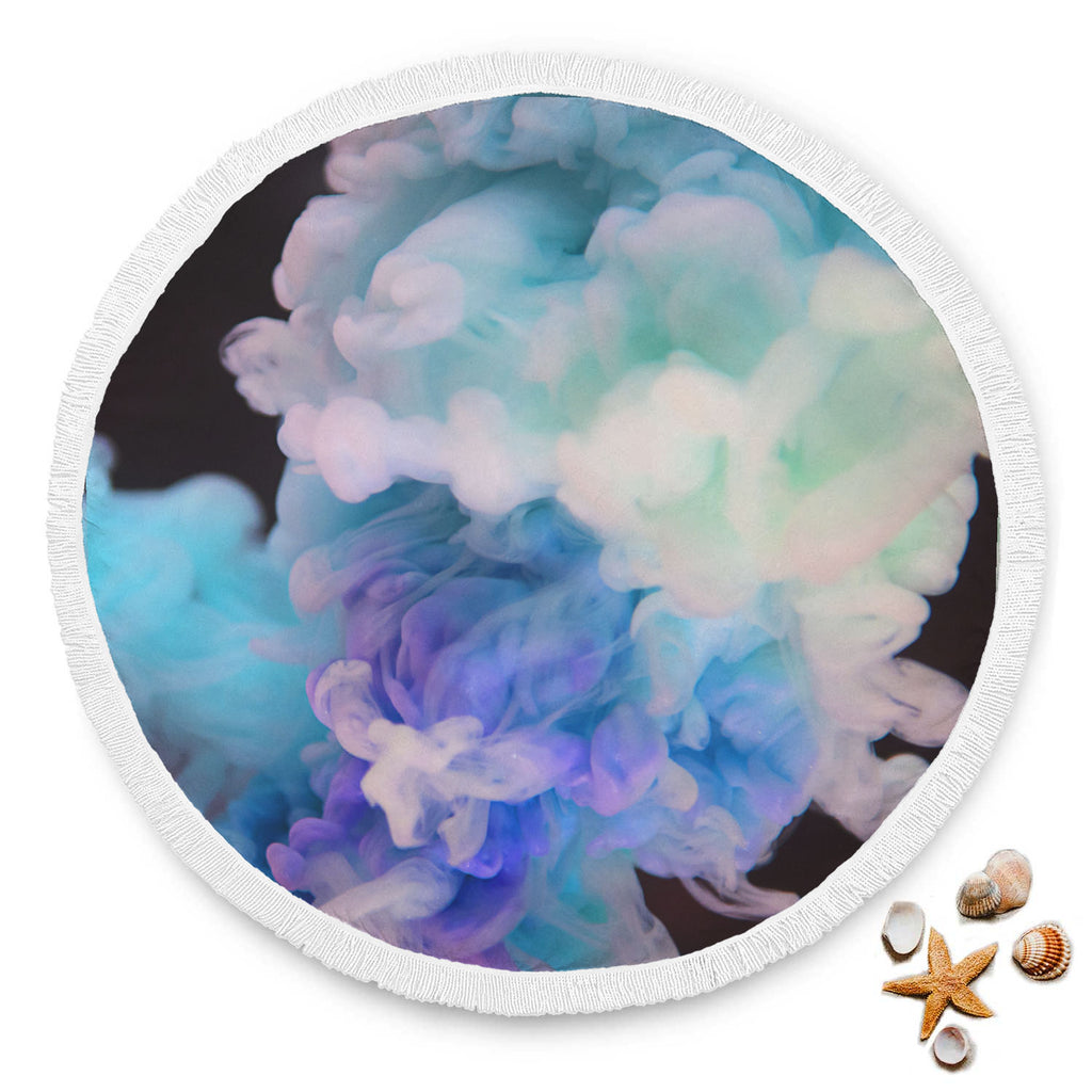 Blue Smoke Round Beach Blanket - Avion Cuatro