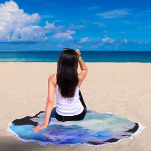 Blue Smoke Round Beach Blanket - Avion Cuatro