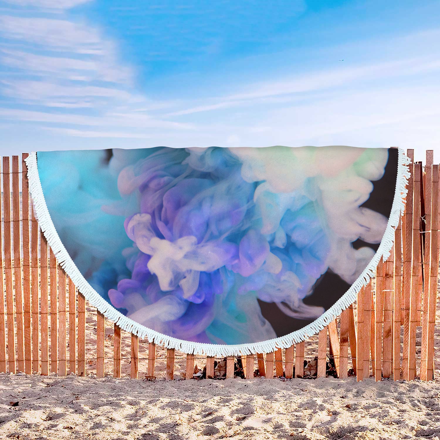 Blue Smoke Round Beach Blanket - Avion Cuatro