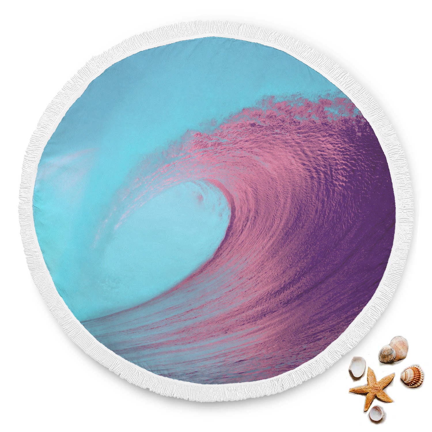 Purple Wave Round Beach Blanket - Avion Cuatro