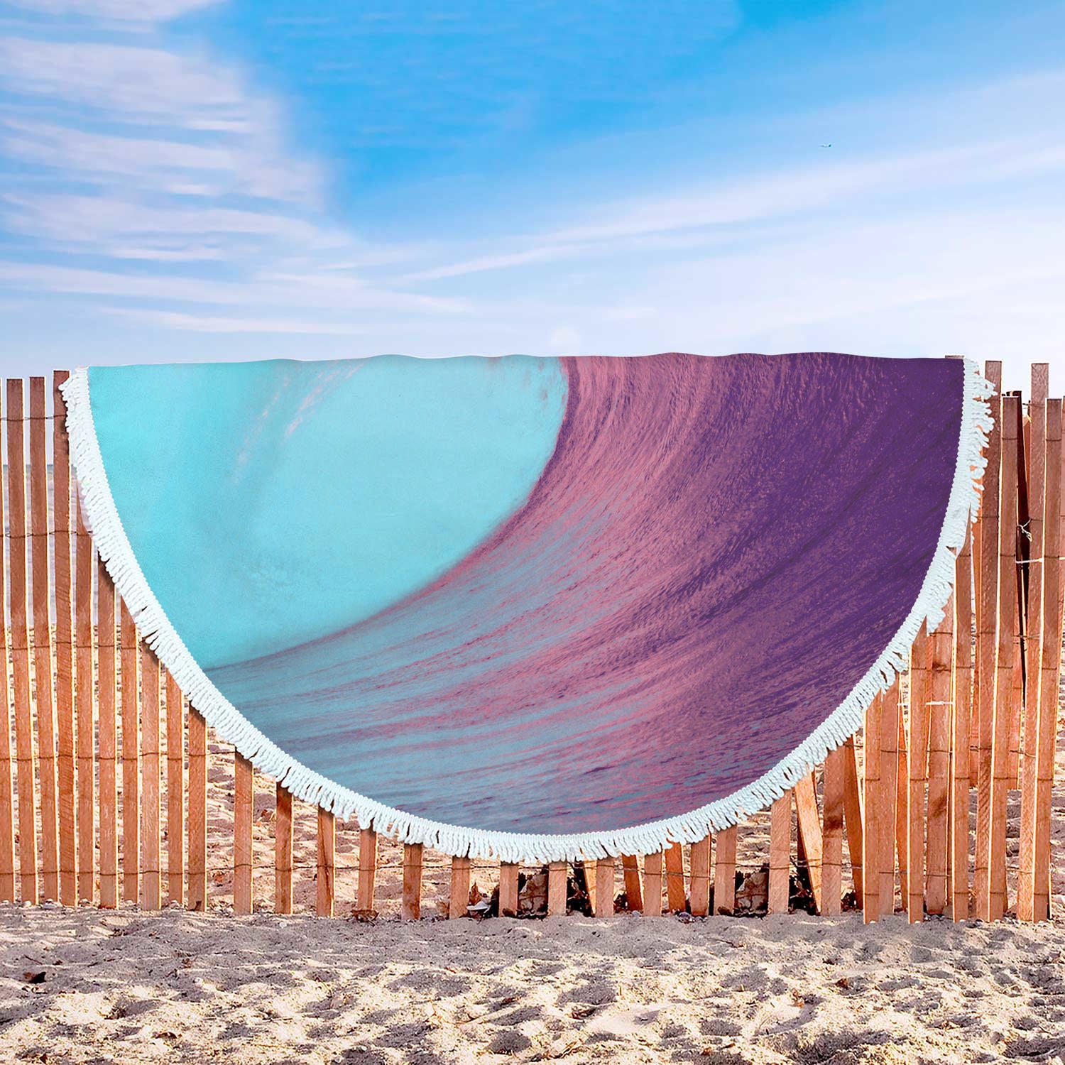 Purple Wave Round Beach Blanket - Avion Cuatro