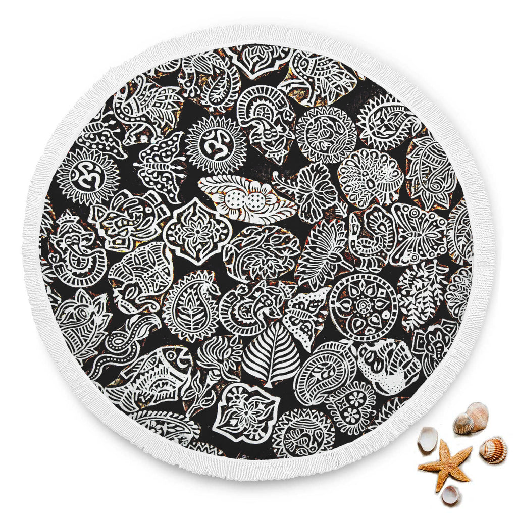White Blossom Round Beach Blanket - Avion Cuatro