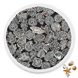 White Blossom Round Beach Blanket - Avion Cuatro