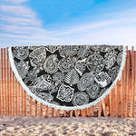White Blossom Round Beach Blanket - Avion Cuatro