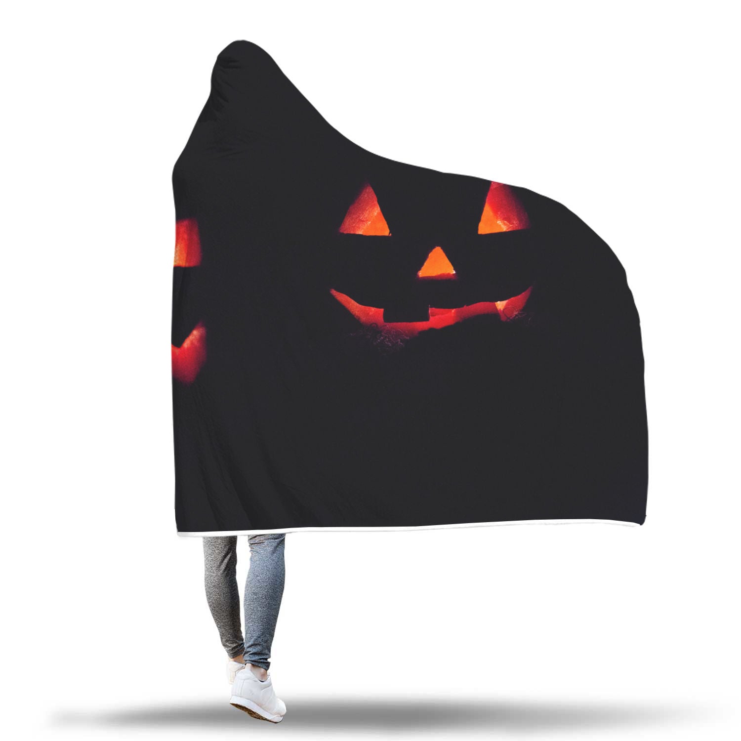 Black Jack-o-Lantern Hooded Blanket - Avion Cuatro